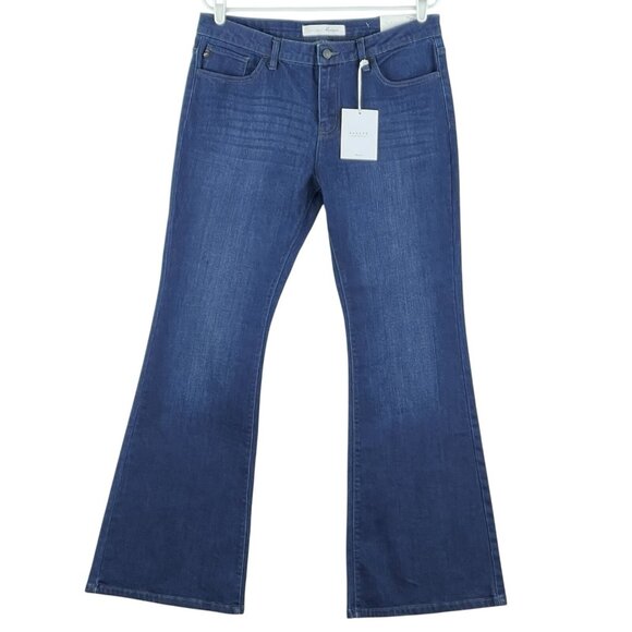 NWT Kancan Women's Blue Denim Jeans Size 11/29 Petite Flare Leg Stretch Mid Rise - Picture 1 of 14